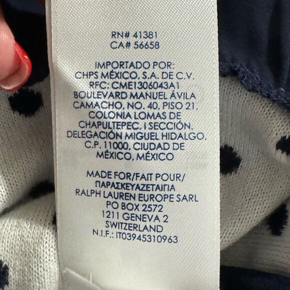 Chaps Mock-Layer Polka-Dot Top Size Large Navy and White - Picture 11 of 11